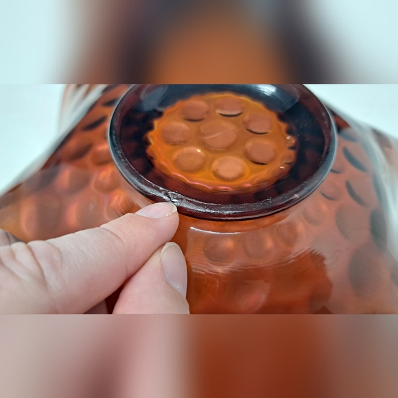 Vintage Carnival Glass Coin Dot Ruffled Edge Dish - Picture 3 of 3